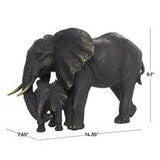 Bronze Polyston Elephant Family Sculpture with Gold Foil Accents - 14" X 8" X 9"