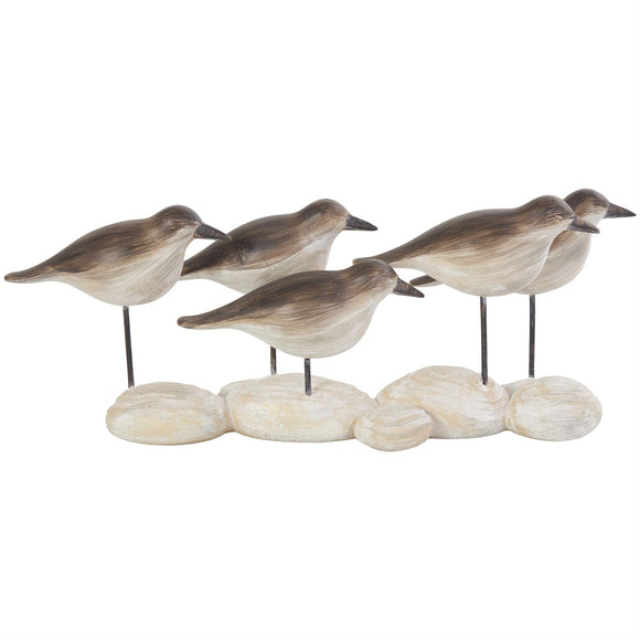 Brown Polystone Bird Sculpture with Cream Rock Inspired Base - 13