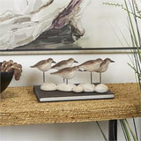 Brown Polystone Bird Sculpture with Cream Rock Inspired Base - 13" X 4" X 5"