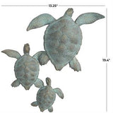 Blue Polystone Turtle Distressed Patina Wall Decor with Gold Foil Accents - 19" X 3" X 13"