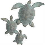 Blue Polystone Turtle Distressed Patina Wall Decor with Gold Foil Accents - 19" X 3" X 13"