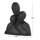 Black Polystone Abstract Nesting Family 3 Head Sculpture - 9" X 4" X 11"