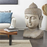 Brown Resin Buddha Large Speckled Sculpture with Textured Base - 23" X 22" X 43"