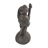 Bronze Resin Frog Patina Dancing Sculpture with Rock Base - 9" X 7" X 17"