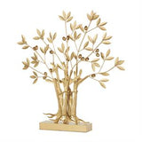 Gold Metal Tree Metallic Sculpture with White Leaves - 23" X 3" X 24"