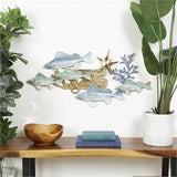 Metal Art - Blue Metal Fish Wall Decor with Gold Accents - 40" X 2" X 19"