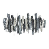 Metal Art - Blue Abstract Layered Wall Decor with Silver Accents - 49" X 2" X 26"