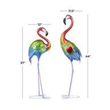 Multi Colored Metal Flamingo Tall Textured Rainbow Garden Sculpture Set of 2