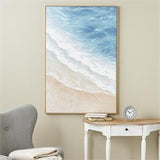 Blue Canvas Landscape Abstract Ocean Wave Framed Wall Art - 32" X 2" X 47"