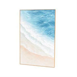 Blue Canvas Landscape Abstract Ocean Wave Framed Wall Art - 32" X 2" X 47"