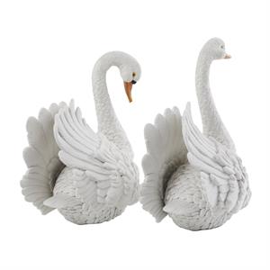 White Resin Swan Textured Sculpture, Set of 2 11