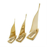 Gold Metal Sail Boat Sculpture - Set of 3 - 9"x 6"x 6"H