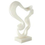 White Polystone Abstract Twisted Wave Sculpture with Elevated Base - 14" X 7" X 20"