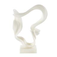 White Polystone Abstract Twisted Wave Sculpture with Elevated Base - 14