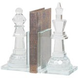 Clear Crystal Chess Oversized Bookends with Cut Crystal Designs