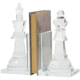 Clear Crystal Chess Oversized Bookends with Cut Crystal Designs