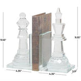 Clear Crystal Chess Oversized Bookends with Cut Crystal Designs