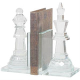 Clear Crystal Chess Oversized Bookends with Cut Crystal Designs