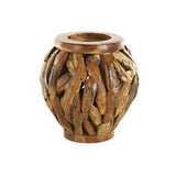 Brown Wood Handmade Live Edge Tree Branch Pot Vase