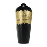 Black Metal Abstract Vase with Gold Detailing - 7" X 7" X 16"