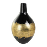 Black Metal Abstract Vase with Gold Detailing - 8" X 8" X 13"