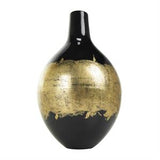 Black Metal Abstract Vase with Gold Detailing - 8" X 8" X 13"