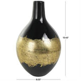 Black Metal Abstract Vase with Gold Detailing - 8" X 8" X 13"