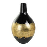 Black Metal Abstract Vase with Gold Detailing - 8" X 8" X 13"