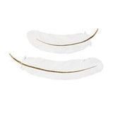 White Resin Bird Feather Wall Decor with Gold Foild Accent Set of 2