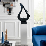 Yoga Black Sculpture - White Base - Home Decor