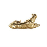 Gold Resin Leopard Laying Sculpture with Textured Spots