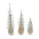 Gold Glass Tree Dimensional Sculpture with Gold Flake Accents Set Of 3