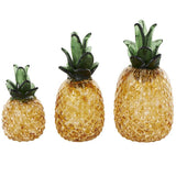 Orange Glass Fruit Faceted Pineapple Sculpture Set of 3