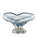 Blue Glass Ombre Decorative Bowl with Folded Curve Opening and Scalloped Base - 11" X 11" X 6"