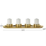 Gold Stainless Steel Metal 4 Candle Candelabra with Attached Tray