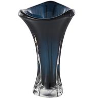 Dark Blue Glass Abstract Ombre Tulip Vase with Clear Base -  8