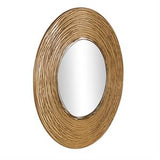 Gold Metal Abstract Wall Mirror with Overlapping Wire Rings