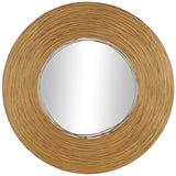 Gold Metal Abstract Wall Mirror with Overlapping Wire Rings