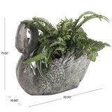 Gray Magnesium Oxide Swan Textured Planter with Patine Accents