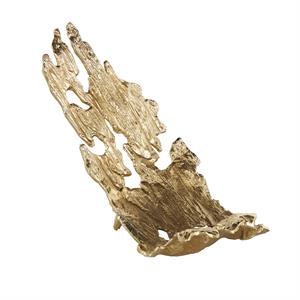 Gold Aluminum Metal Leaf Angled Leaf Decorative Bowl with Cutouts, 16" x 9" x 13"