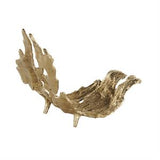 Gold Aluminum Metal Leaf Angled Leaf Decorative Bowl with Cutouts, 16" x 9" x 13"