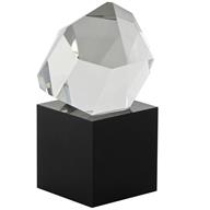 Clear Glass Cut Stone Inspired Sculture with Black Base -  4