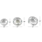 Clear Glass Orb Sculpture with Overlapping Rings and Ball Center Set of 3