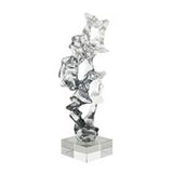 Clear Glass Handmade Freeform Sculpture with Clear Square Base - 8" X 5" X 18"