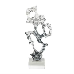 Clear Glass Handmade Freeform Sculpture with Clear Square Base - 8