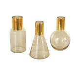 Gold Glass Tinted Vase with Shiny Round Opening Set Of 3