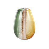 Multi Colored Glass Ombre Vase with Pink Texture Stripe Details