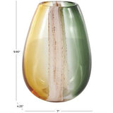 Multi Colored Glass Ombre Vase with Pink Texture Stripe Details