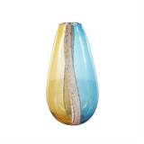 Multi Colored Glass OmbreVase with Brown Textured Stripe Details