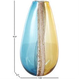 Multi Colored Glass OmbreVase with Brown Textured Stripe Details